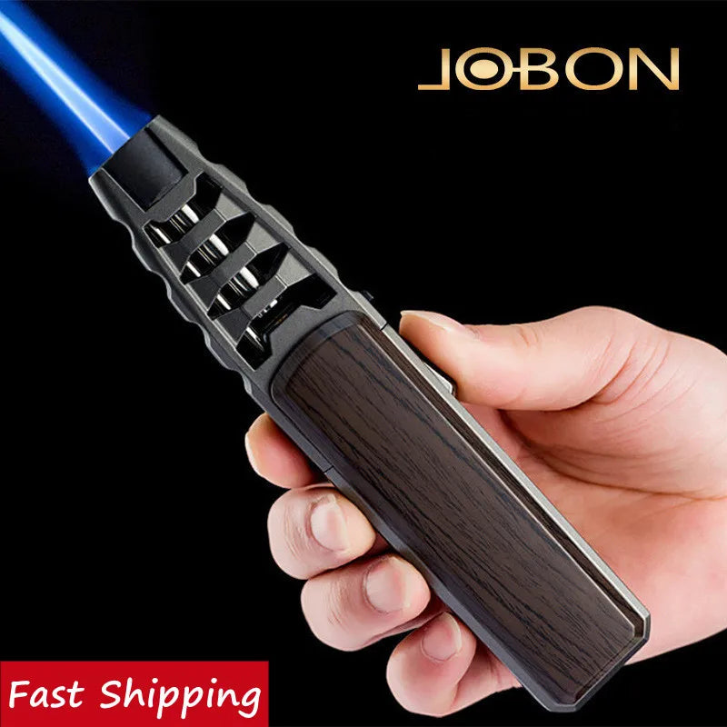 Metal Outdoor Windproof Butane Gas Lighter Turbine Torch Blue Flame Strong Fire Pistol Kitchen BBQ Baking Camping Tools